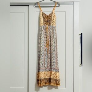 ILLA ILLA Floral Patchwork Maxi Dress - Yellow and Blue, Sz medium